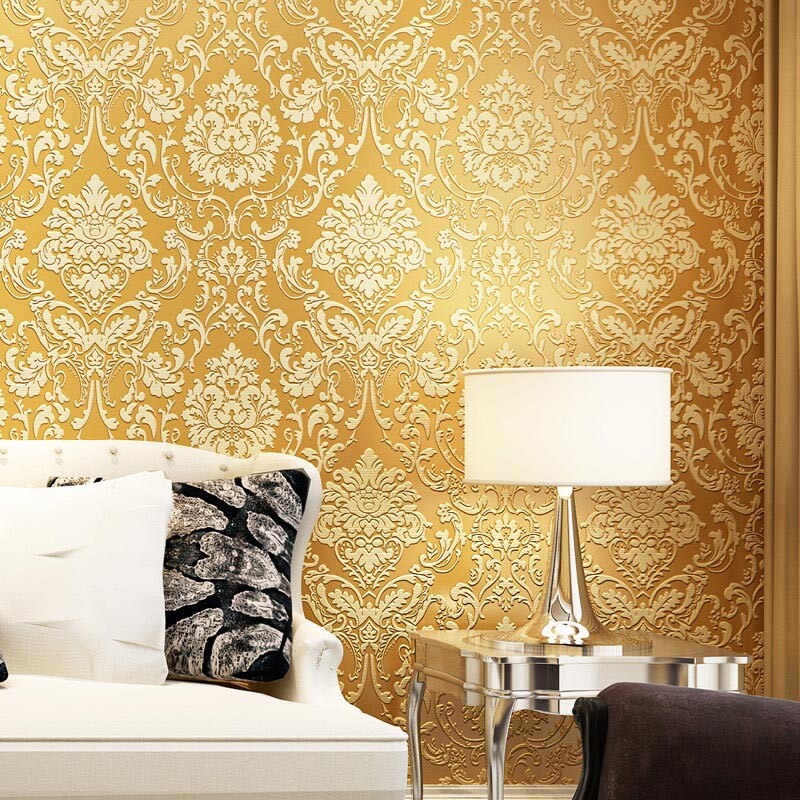 3D Embossed Flower Glitter Wallpaper Embossed Non-Woven Textured Wall Decor-