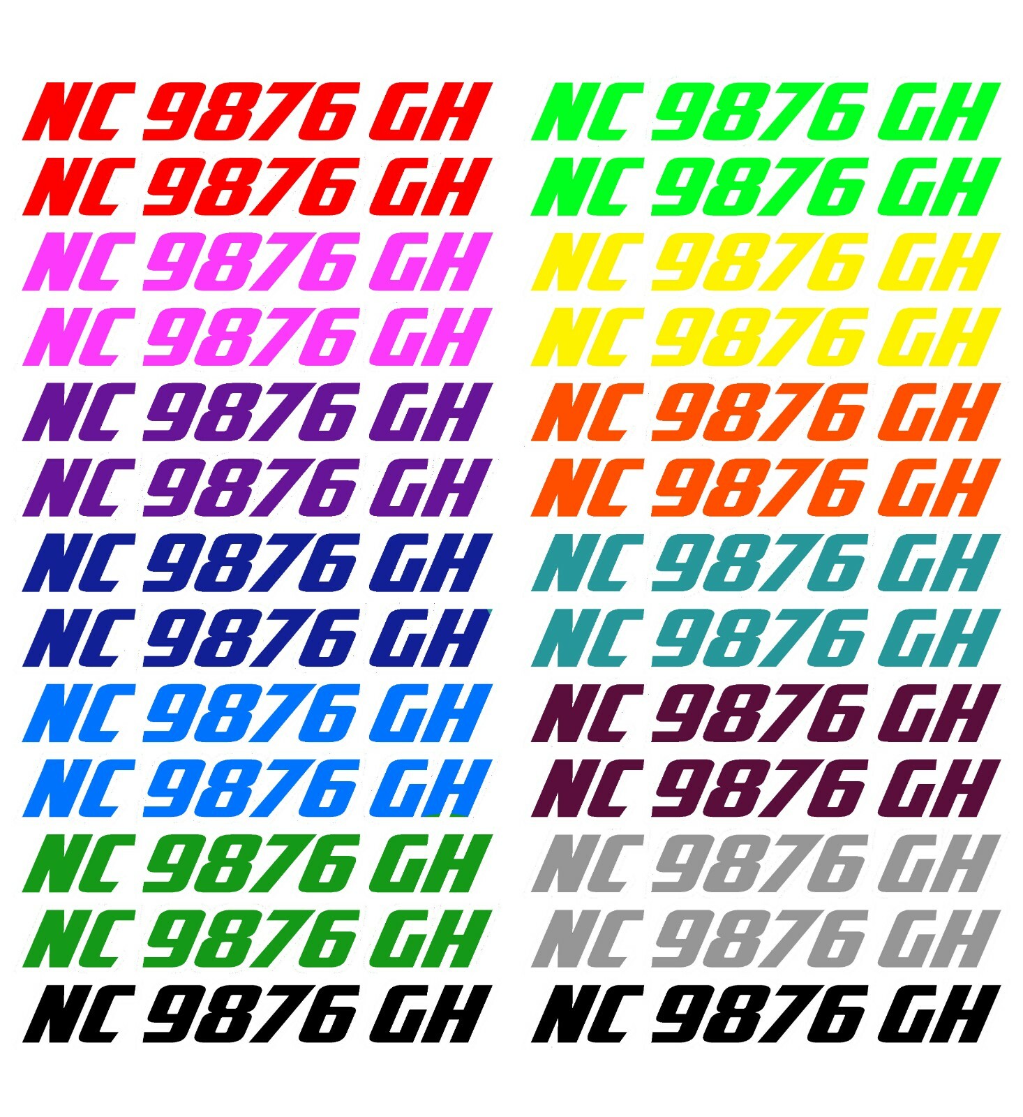 BOAT PWC JET SKI SEA DOO CUSTOM REGISTRATION HULL ID NUMBER DECAL STICKER PACK 9