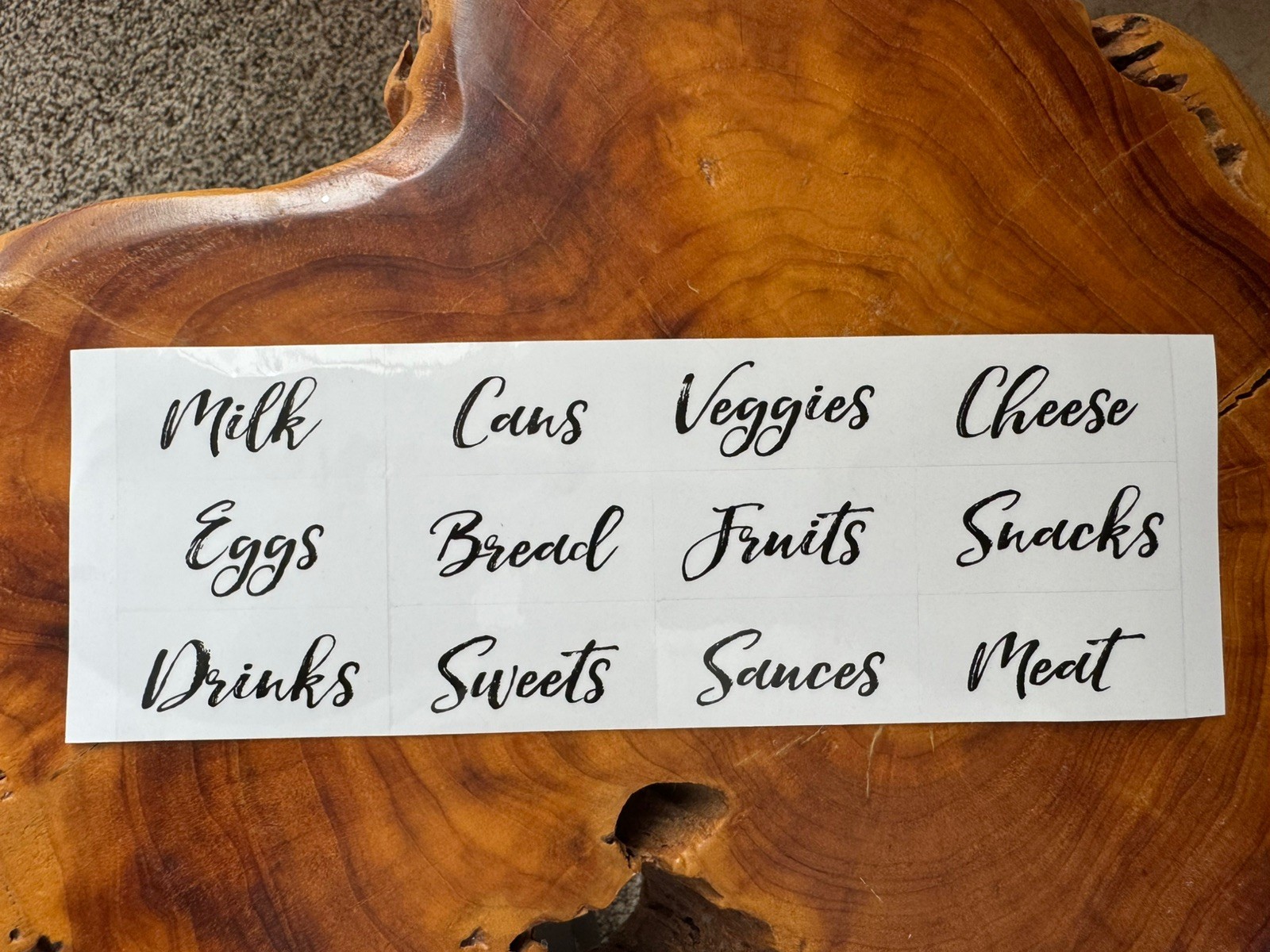 Pantry & Refrigerator Labels/ Stickers Set Milk Eggs Veggies Fruit Snacks Cans