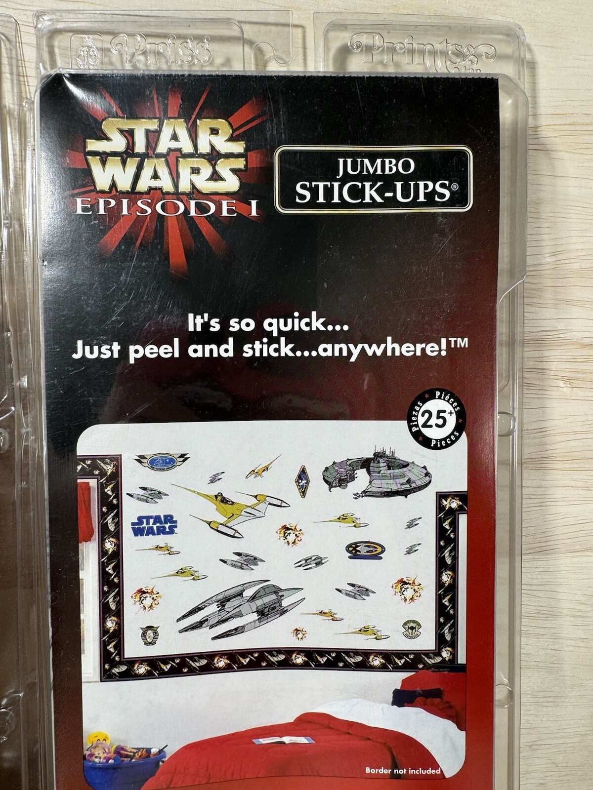 STAR WARS EPISODE 1 TPM JUMBO STICK-UPS 25 WALL STICKERS LOT OF 3 USA NOS 1999