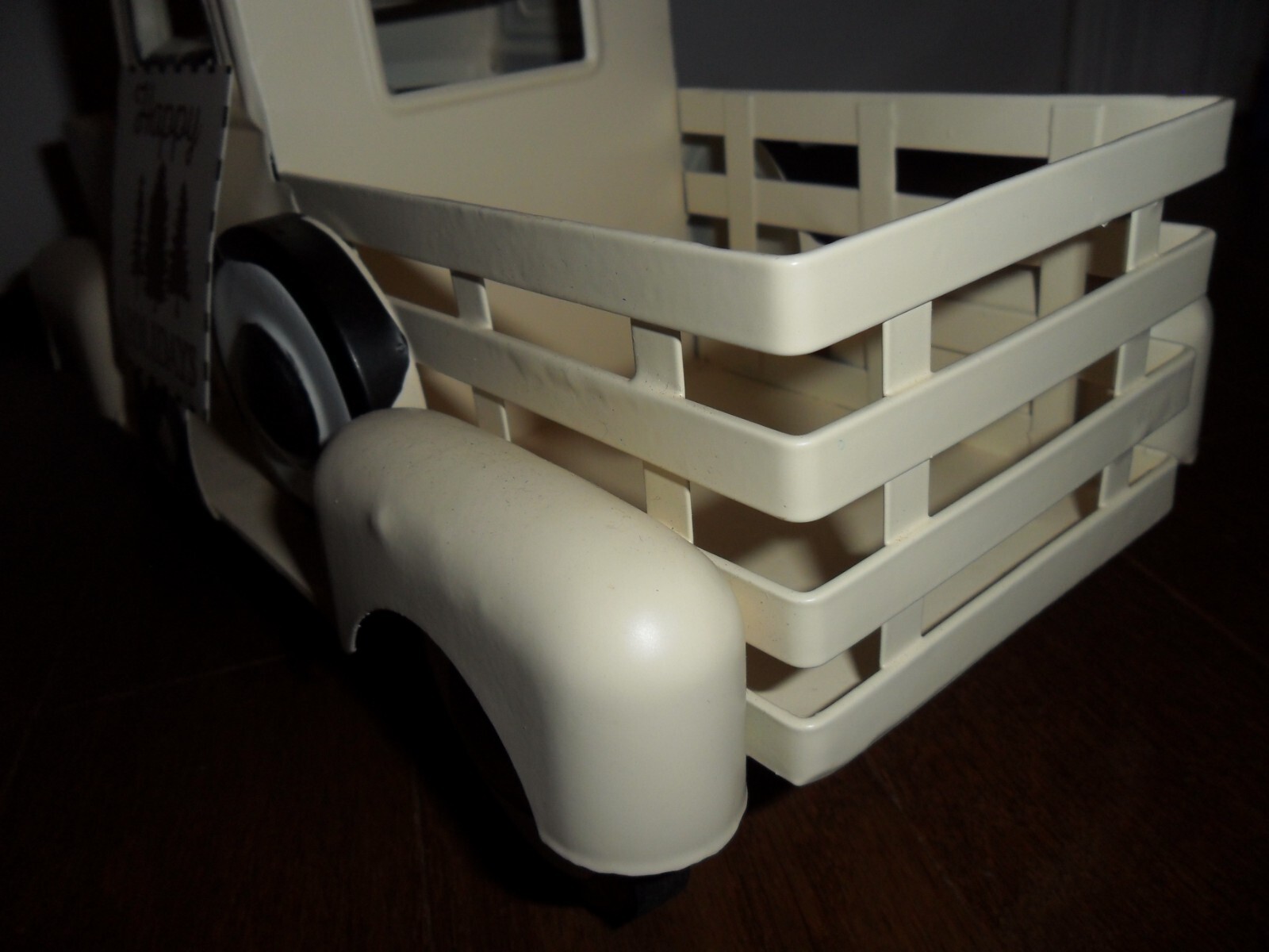 Beige Metal Truck Decoration Happy Hollidays Rustic Home Style