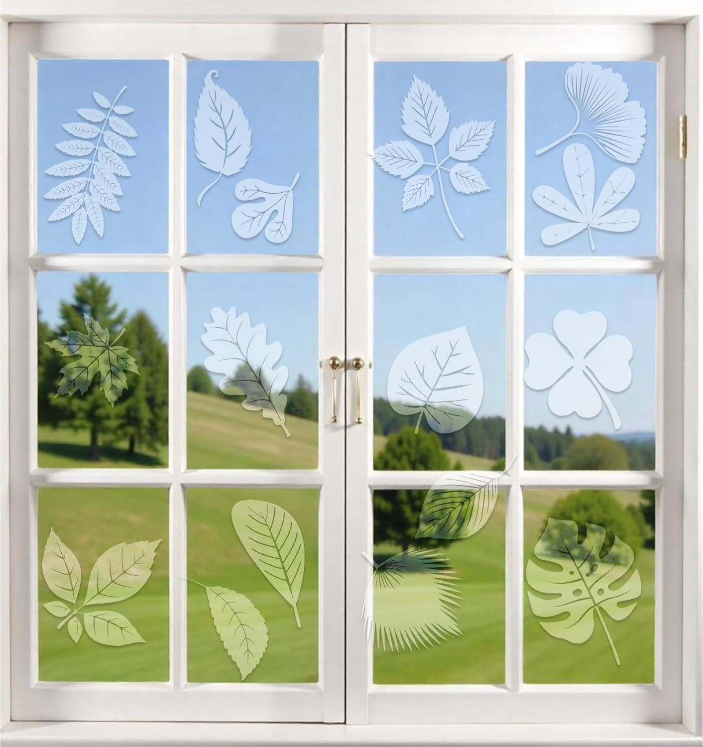 Window Alert Decals for Birds Strikes, 26 Pcs Leaf Window Decals to Prevent Bird
