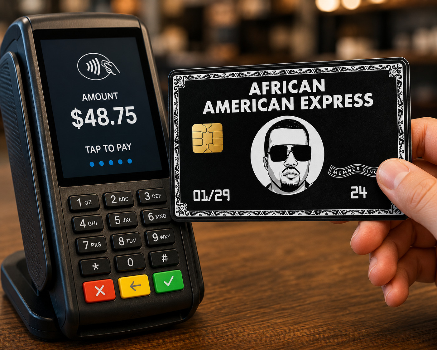 Funny African American Express B&W Debit Card Credit Card Skin Vinyl Sticker