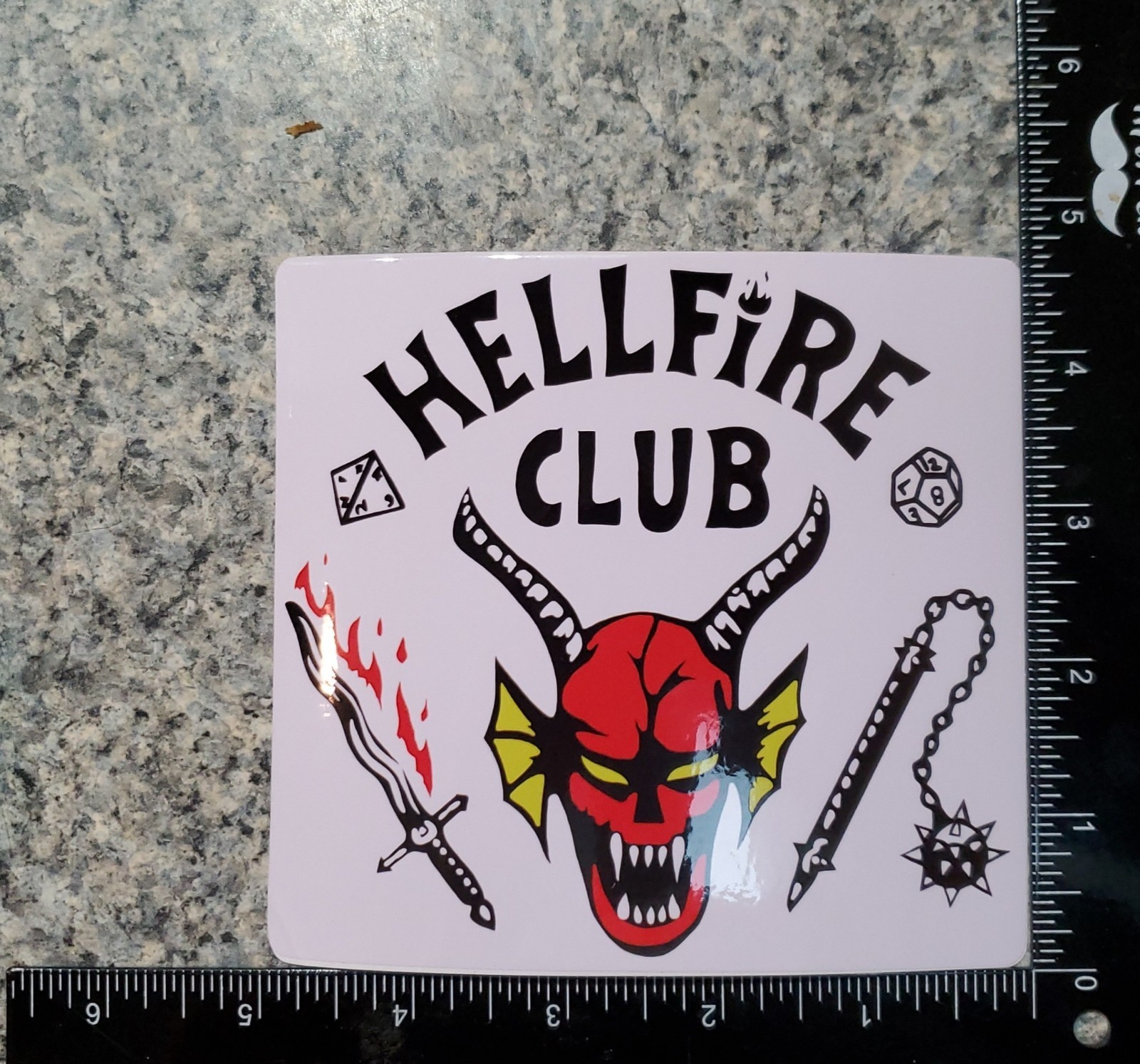 Vintage Stranger Things Hellfire Club Large White Sticker 5"x 4.75"