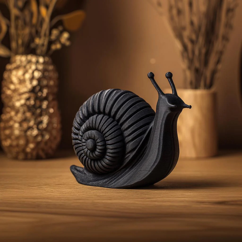 Snail Sculpture Shelf Decor | 3D Printed Spiral Animal Figurine for Modern Home