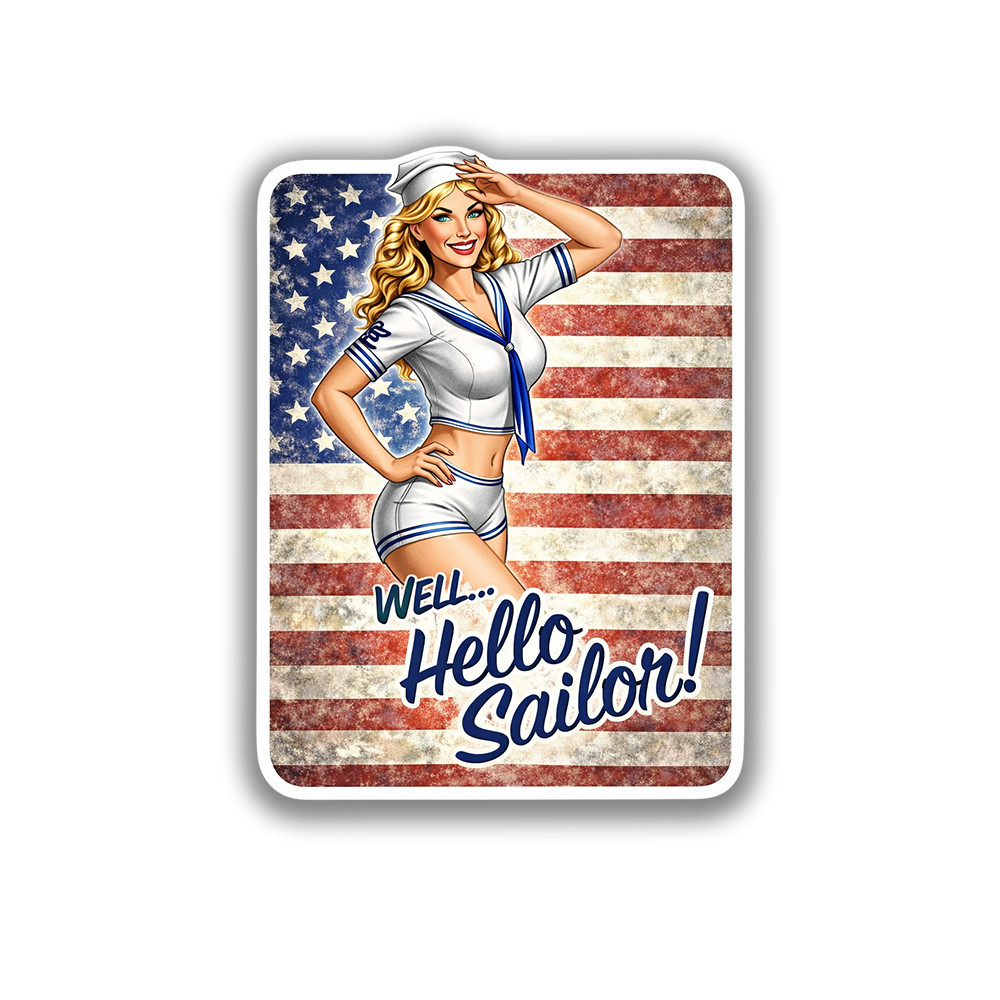 WWII PinUp Girl Sticker 4 Inch Vinyl Decal Riding the Bomb USA