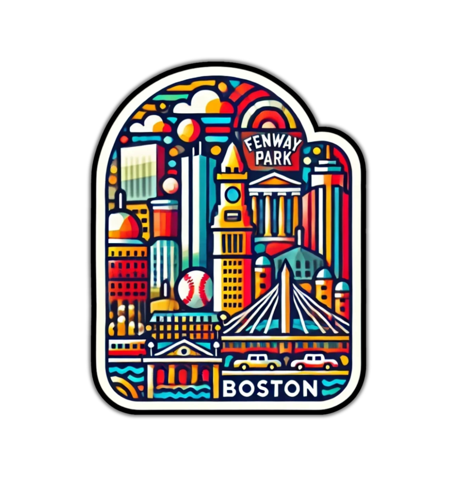 Boston Massachusettes Fridge Magnet or Laptop Sticker