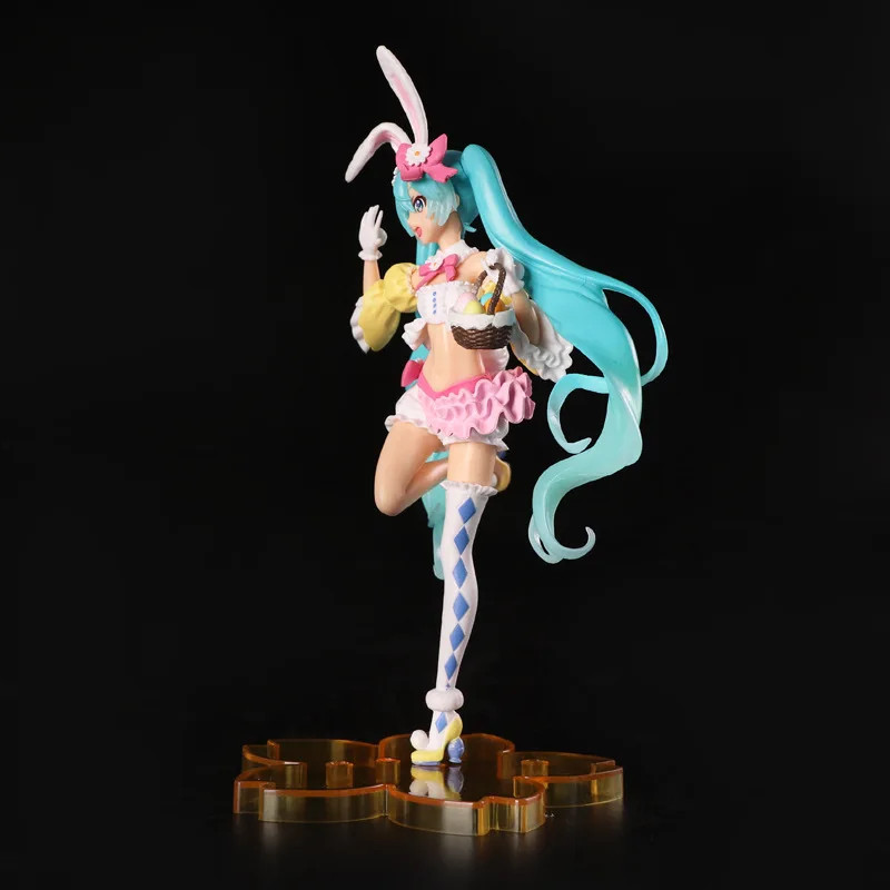 23CM Hatsune Miku Anime Figure Kawaii Pvc Model Doll Action Figurals Rabbit ears