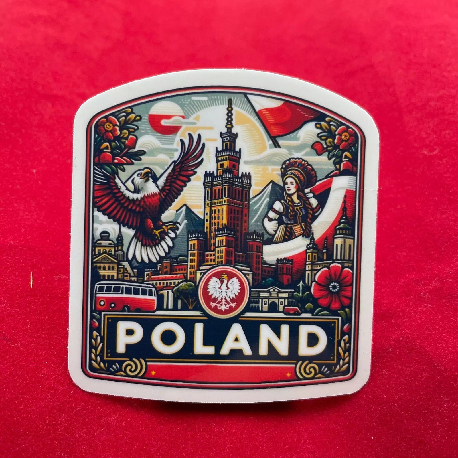 Poland, Stickers, Travel Journal, Weatherproof Sticker, Boarding Pass, Suitcase