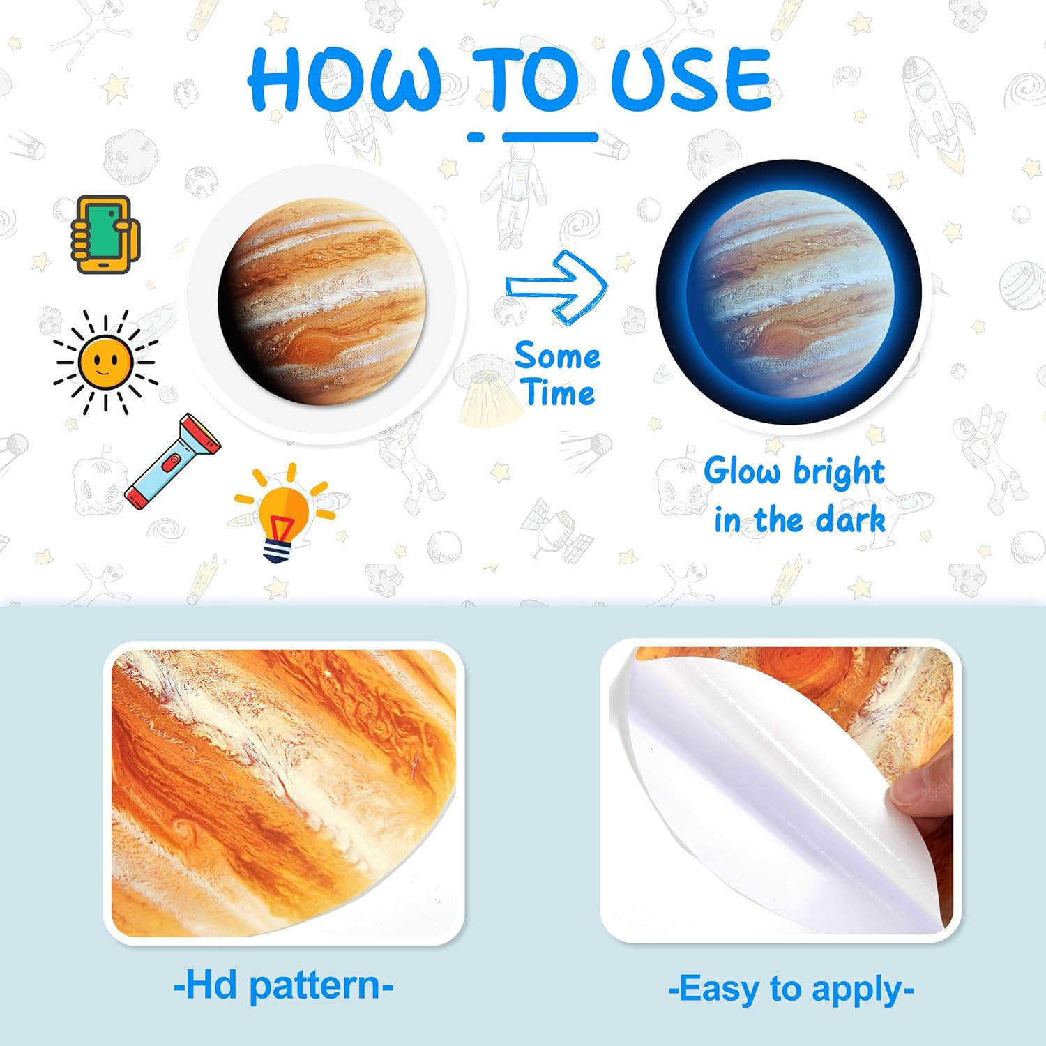 Solar System Wall Decals Glow in the Dark Stars 780 PCS, Glowing Planets