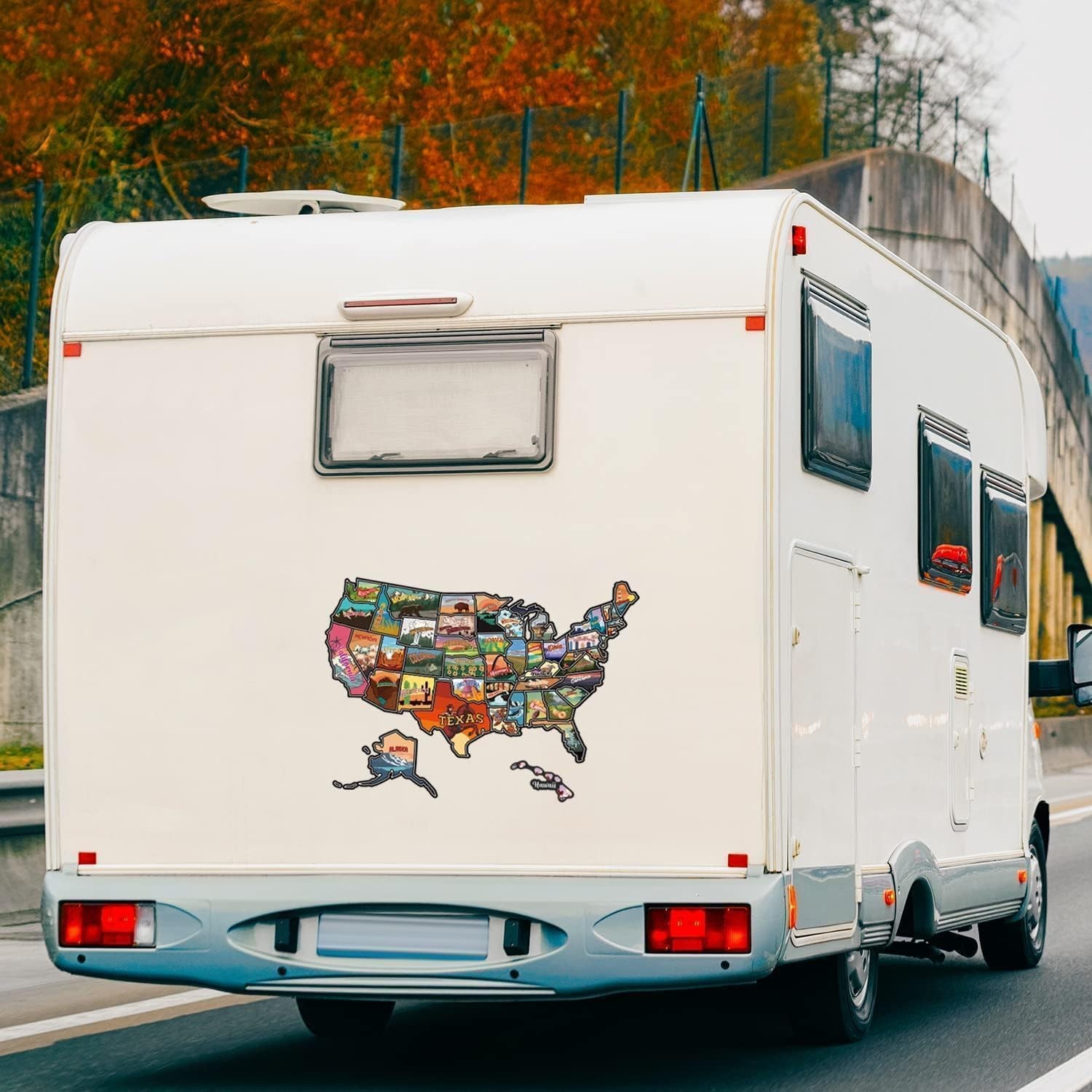 RV State Travel USA Map Sticker, United States Vinyl RV Travel Camper Trailer