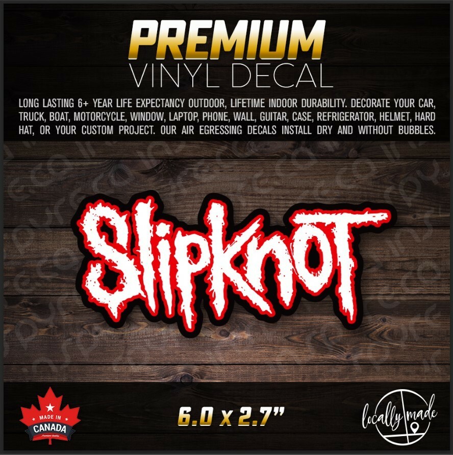 Slipknot White / Red / Black Glossy Vinyl Decal / Sticker 6.0 x 2.8in | Metal