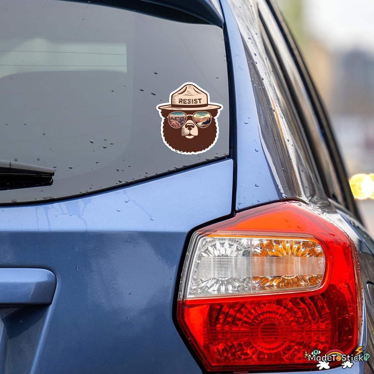 Funny Forest Bear Resist Camping Vinyl Decal Car Truck Bumper Sticker 4.6"x5"