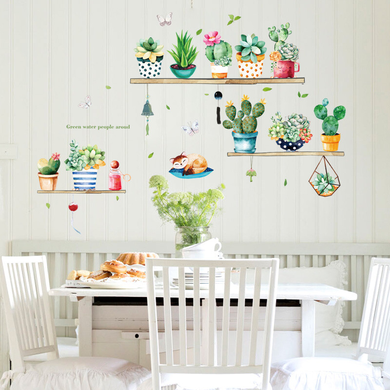 Removable Vinyl Wall Decal succulents Sticker Art Home living Room DIY Decor