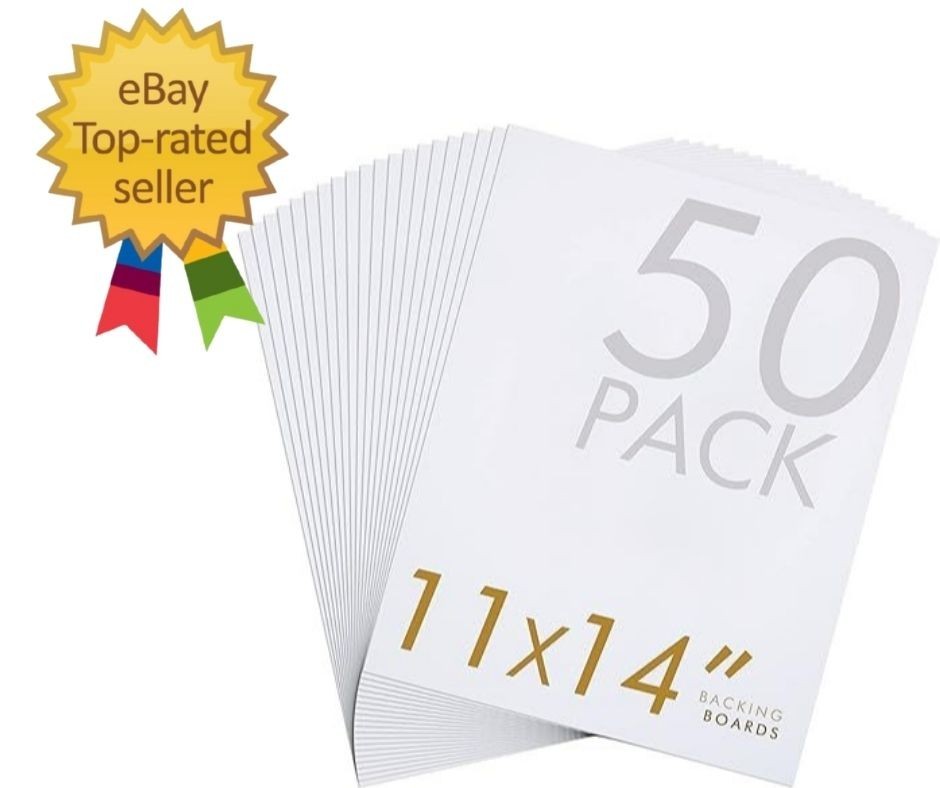 50Pk Acid-Free 11×14 White 4-Ply Mat Backing Boards
