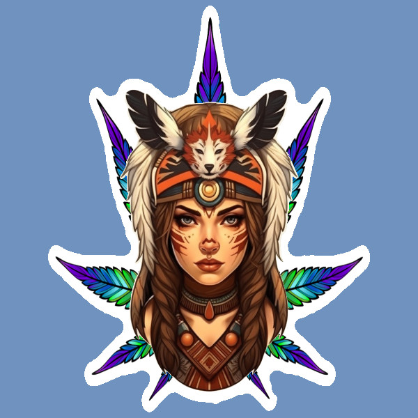 Indigenous Stoner Weed Smoker Vinyl Sticker Weatherproof Car Bumper Tribal Art