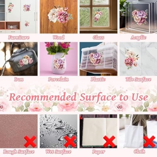 Mexican Folk Art Flowers Rub on Transfer Decal Stickers for Furniture Craft 3Pcs