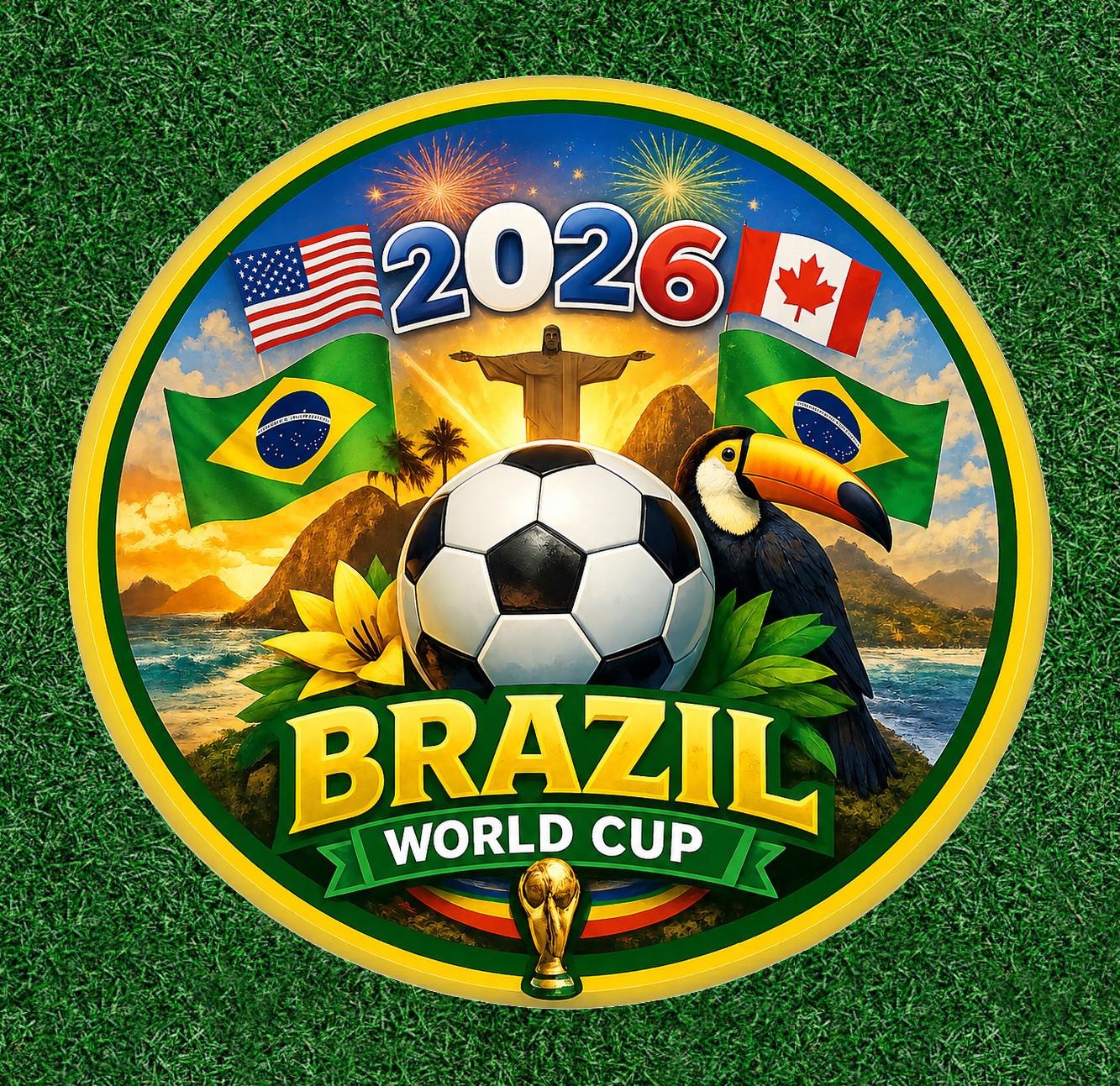 Brazil 2026 World Cup 100% waterproof vinyl sticker decal – several sizes