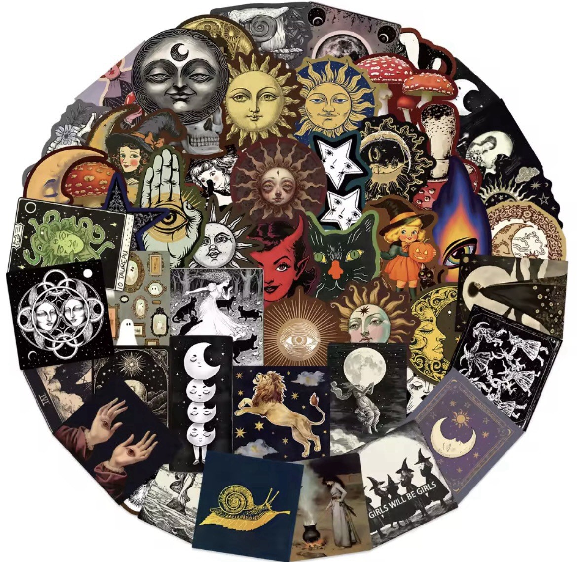 Gothic Dark Style Stickers 50pc Spooky Gothic Celestial Stickers FREE SHIPPING