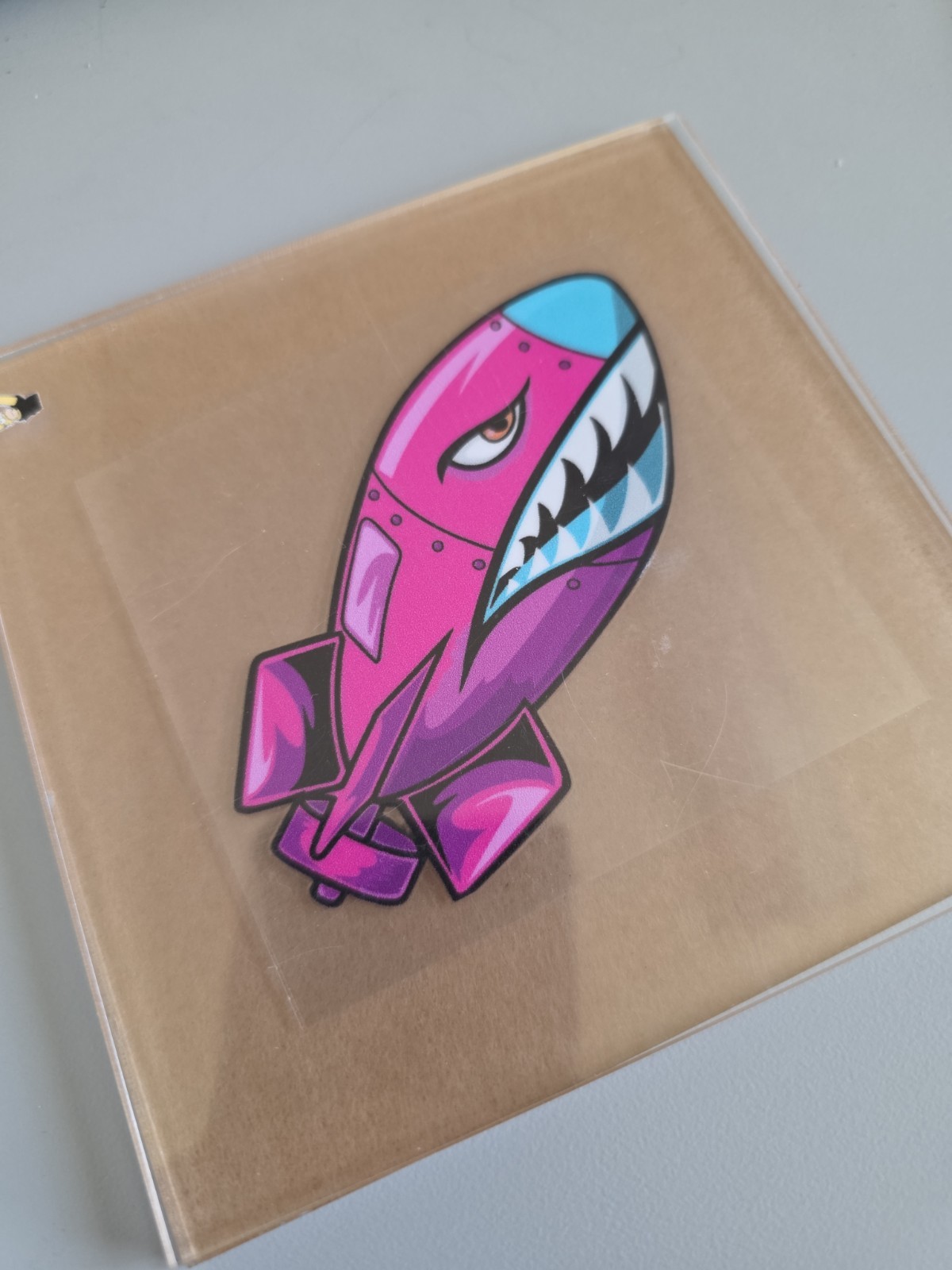 Pink UV DTF Angry Bomb Decal Waterproof 3in Tall Made In USA