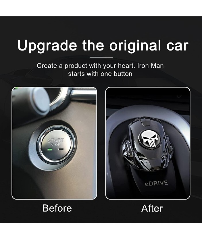 Miytsya 1 PC Car One Touch Start Stop Button Cover Sticker, 0.9In Lead Alloy Pla