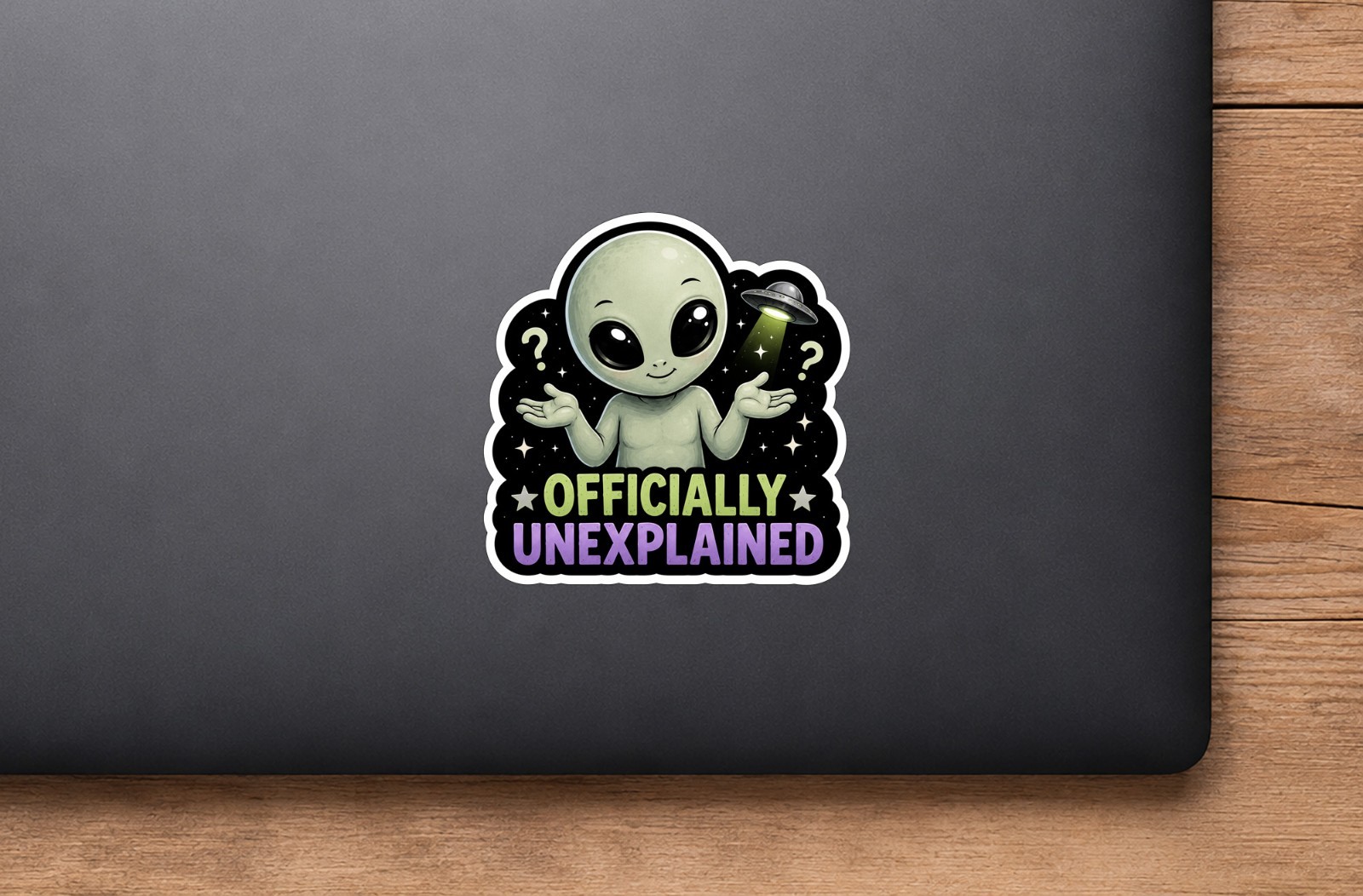 Alien Vinyl Decal Sticker UFO Space Sci Fi Laptop Window Binder Locker Cute