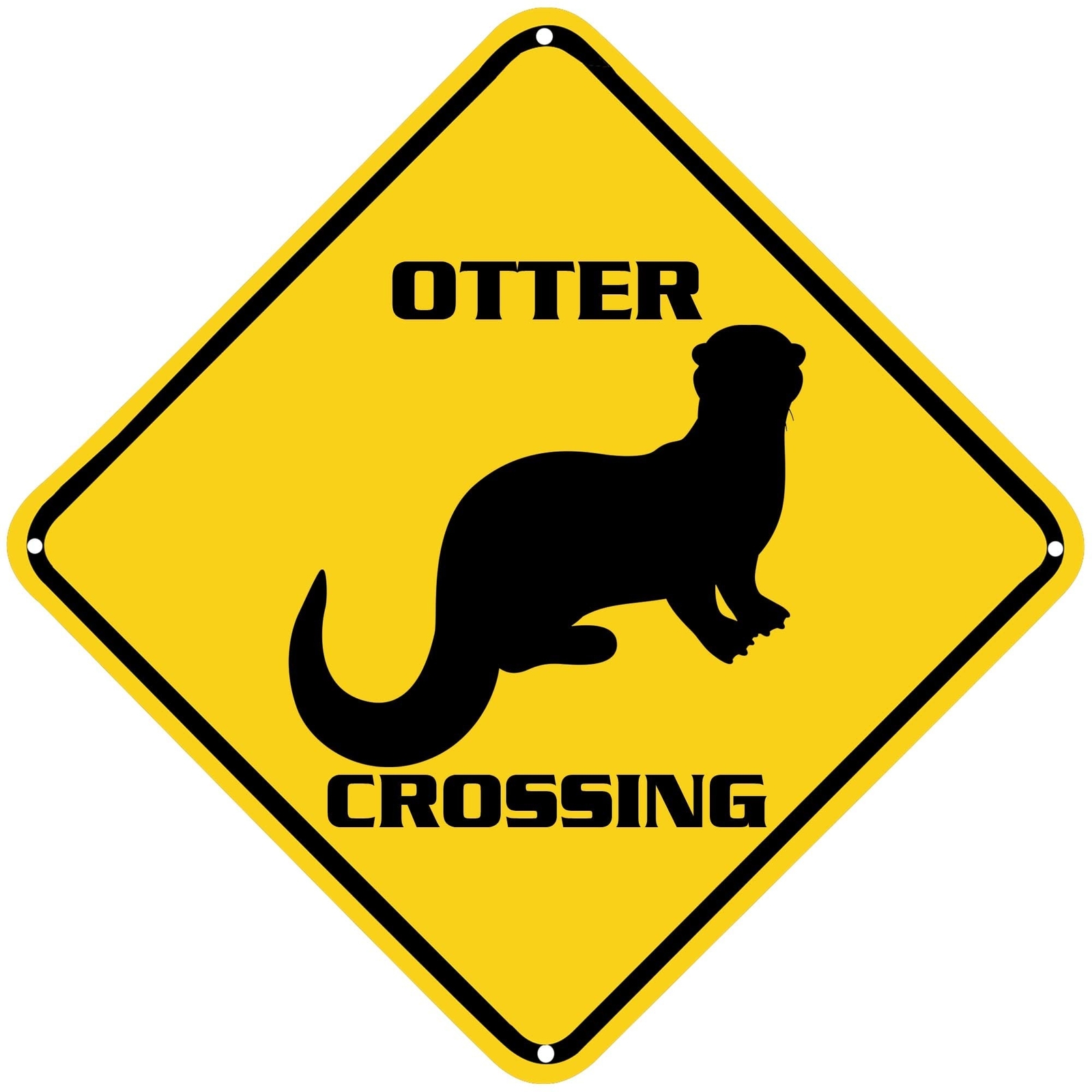 Otter Crossing Warning Sign Otter Animal Caution Yellow Wall Art Decorative D…