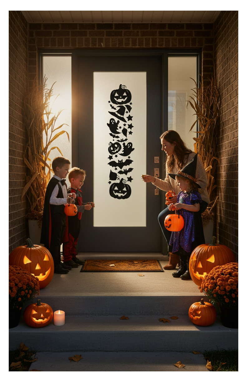 Halloween Unique Design Stripe Window Door Decal Glass Vinyl Sticker Decor Stick