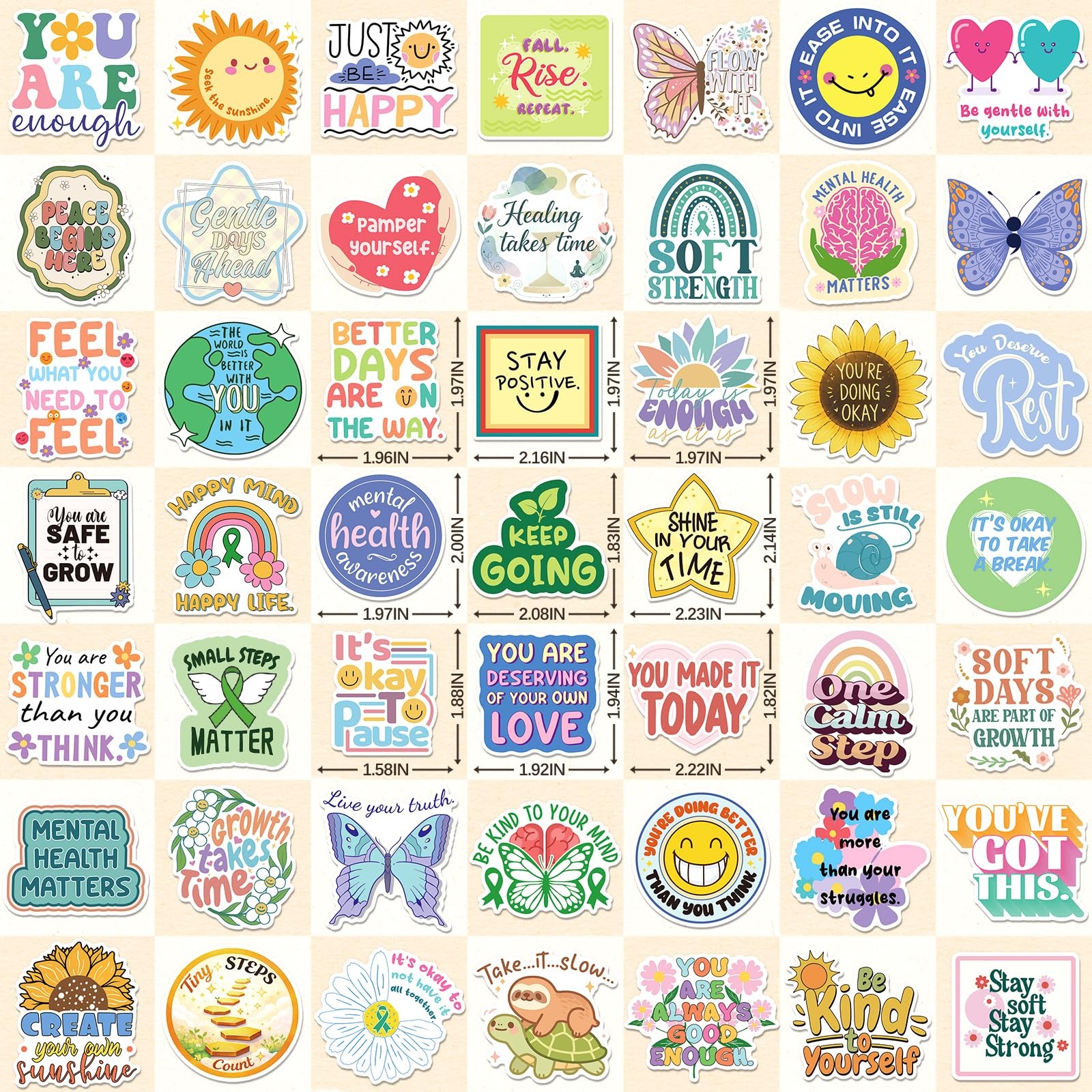 SigyoJeom 300PCS Mental Health Stickers, Affirmation Vinyl Decals Colorful