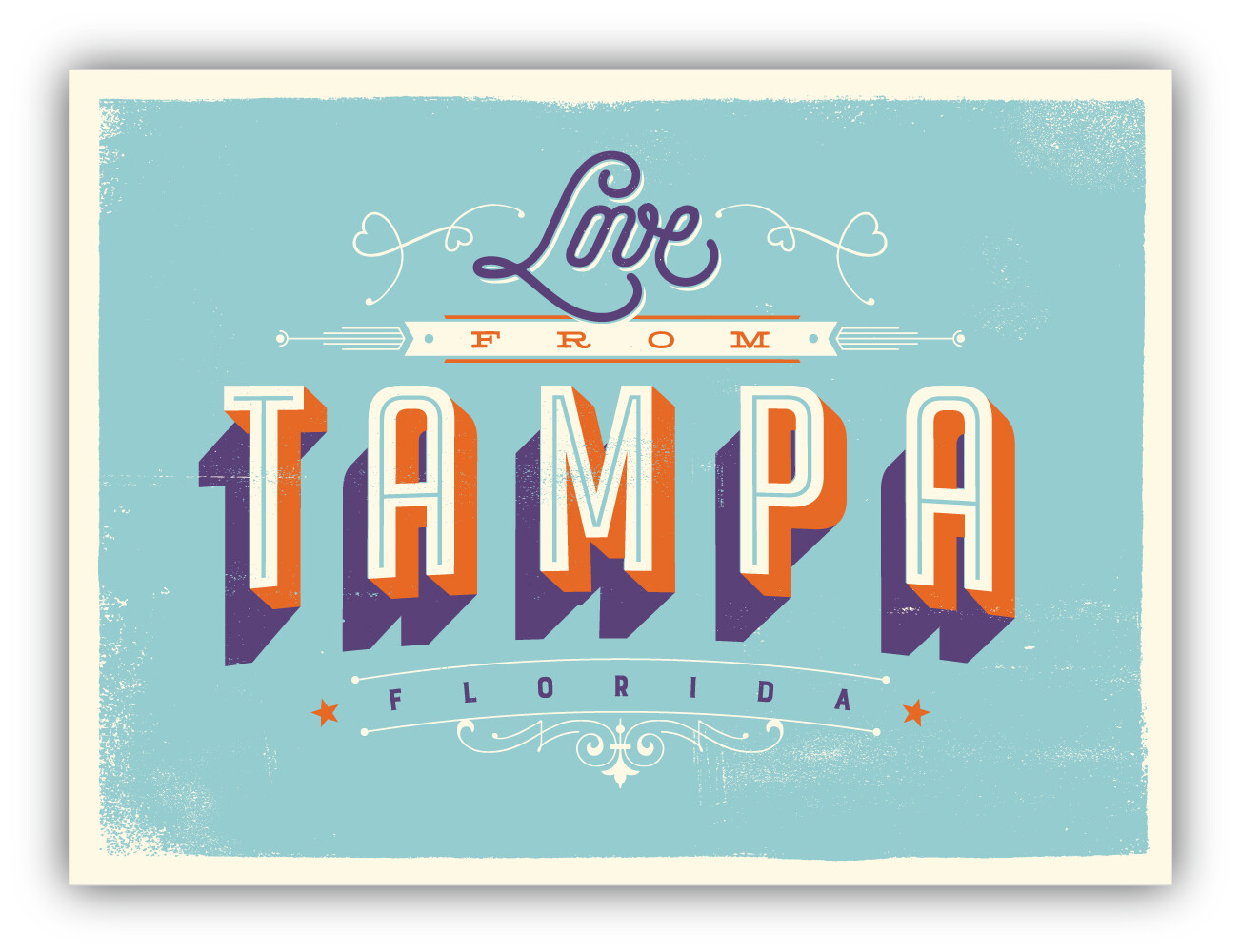 Love From Tampa Florida USA Vintage Vinyl Sticker Decal
