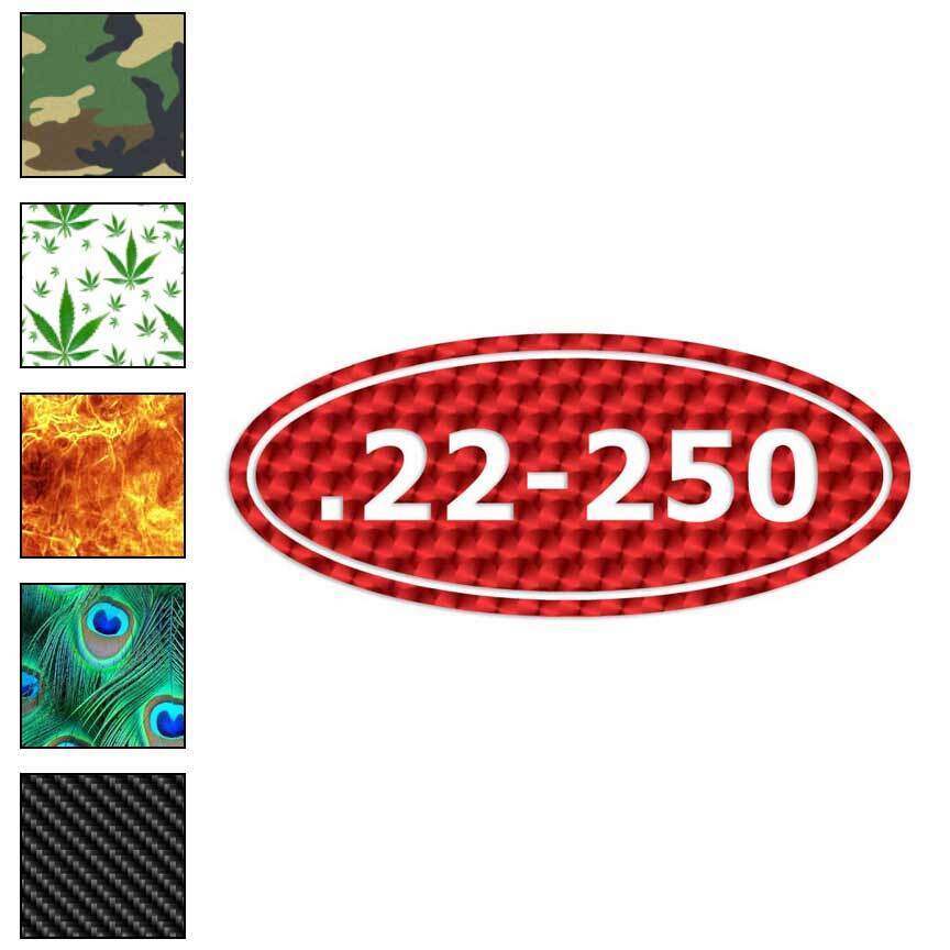 Ammo .22-250, Vinyl Decal Sticker, 40 Patterns & 3 Sizes, #43