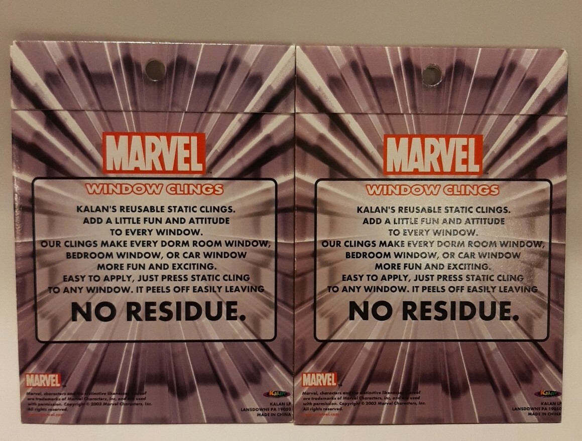 New 2003 Marvel Kalan Window Clings Decal Captain America Hulk Avengers MCU Gift