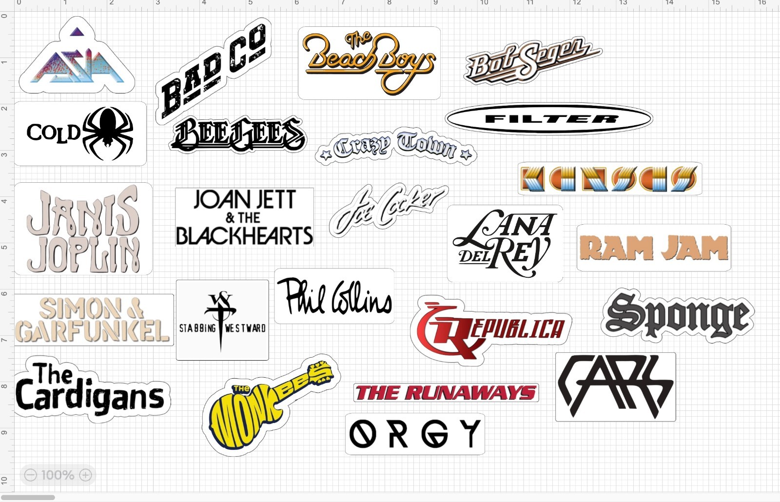 24 Classic Rock Stickers 60s 70s 80s 90s Rock & Roll Waterproof HOLOGRAPHIC