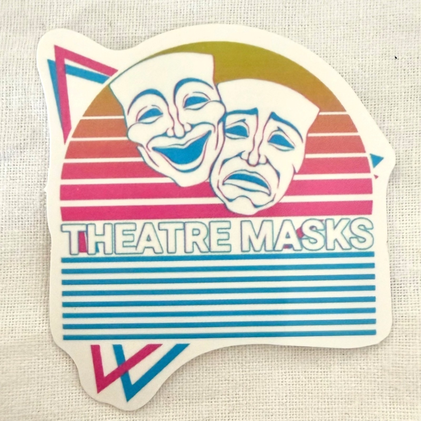 Sticker No 30 Retro Theatre Masks Theatre Sticker Vinyl Comedy Tragedy
