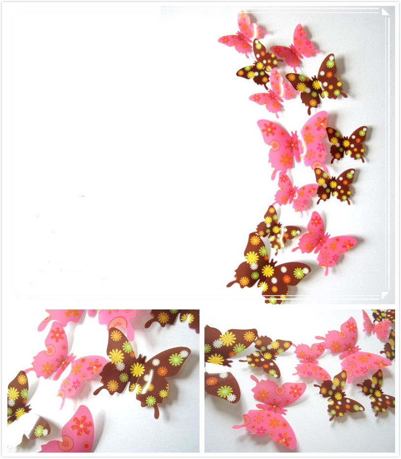 12pcs 3D Butterfly Art Wall Mural Stickers Home Decorations