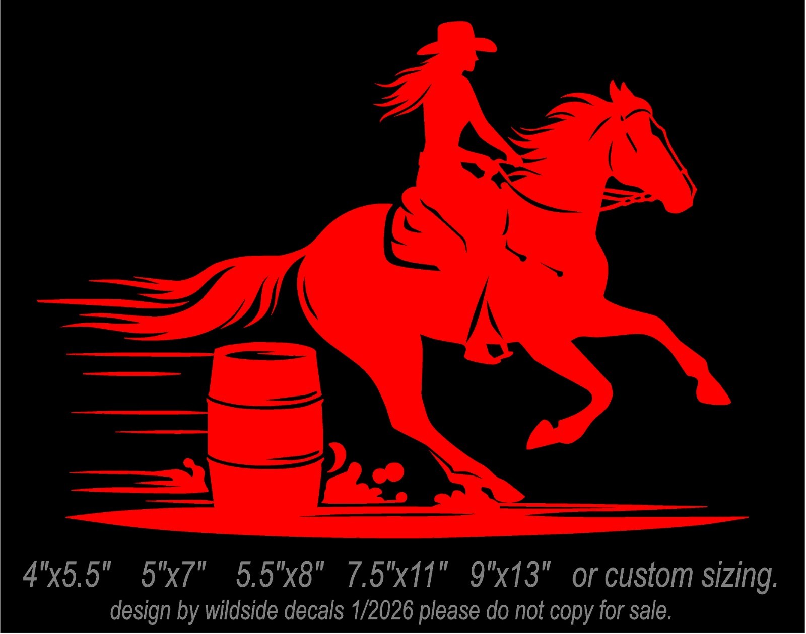 Female Barrel Racer Vinyl Decal car window horse trailer sticker