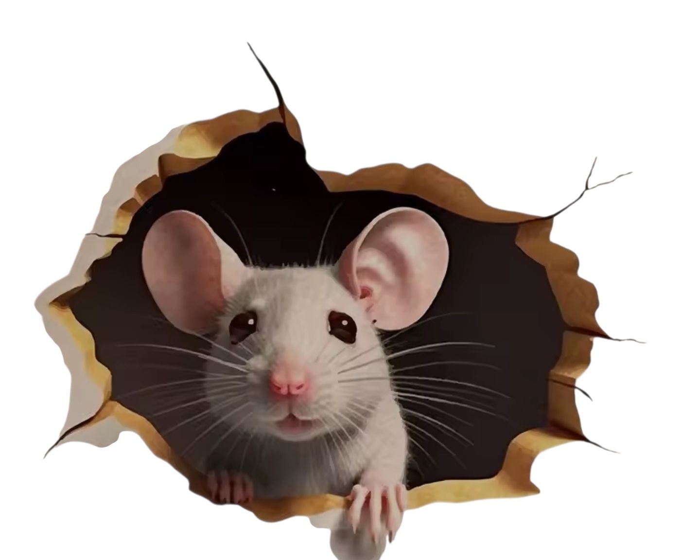🤣1x Decal Prank Rat Mouse Hole In Wall Sticker Adhesive Room Bedroom Reusable