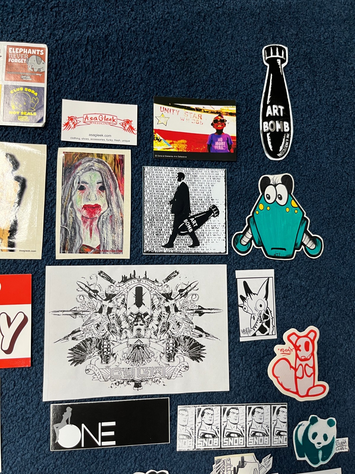 VTG Graffiti Street Art Sticker Lot Large 228 Vinyl Hand Drawn SNOB x27 1405
