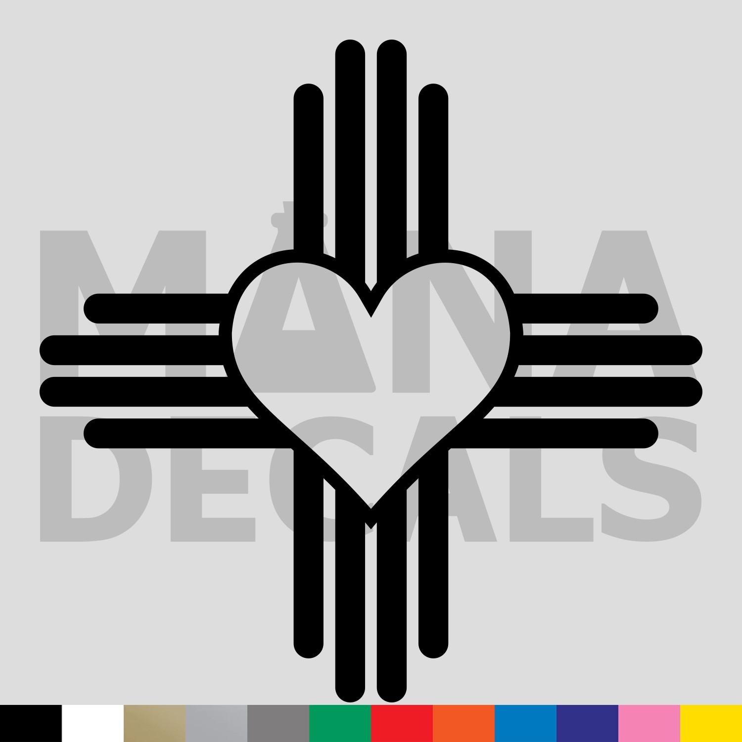 New Mexico Zia Symbol Heart Vinyl Die Cut Decal Sticker – Pueblo Sun State Flag
