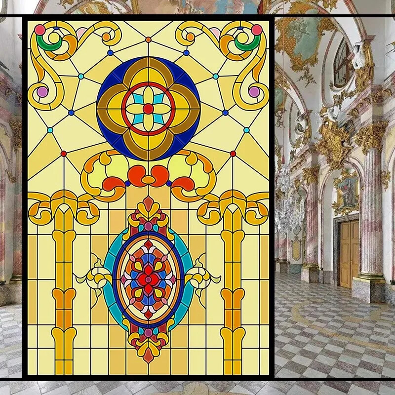 Vintage Self-adhesive Window Film Frosted Stained Privacy Glass Sticker Decor