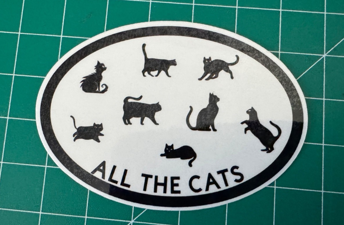 ALL THE CATS OVAL waterproof vinyl sticker decal