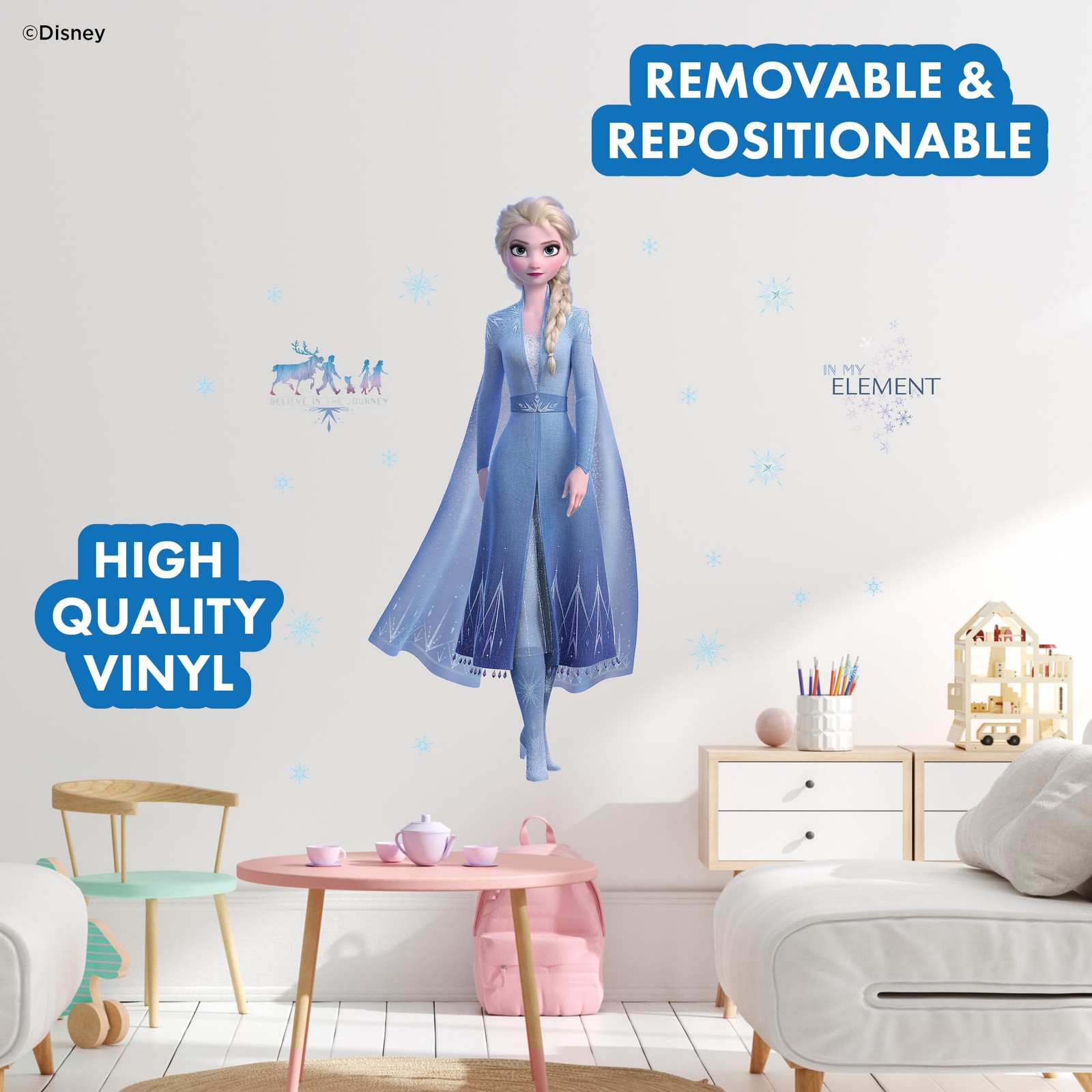 Disney Frozen Elsa Wall Decals – 33" Princess Elsa Wall Vinyl Stickers Bedroo…