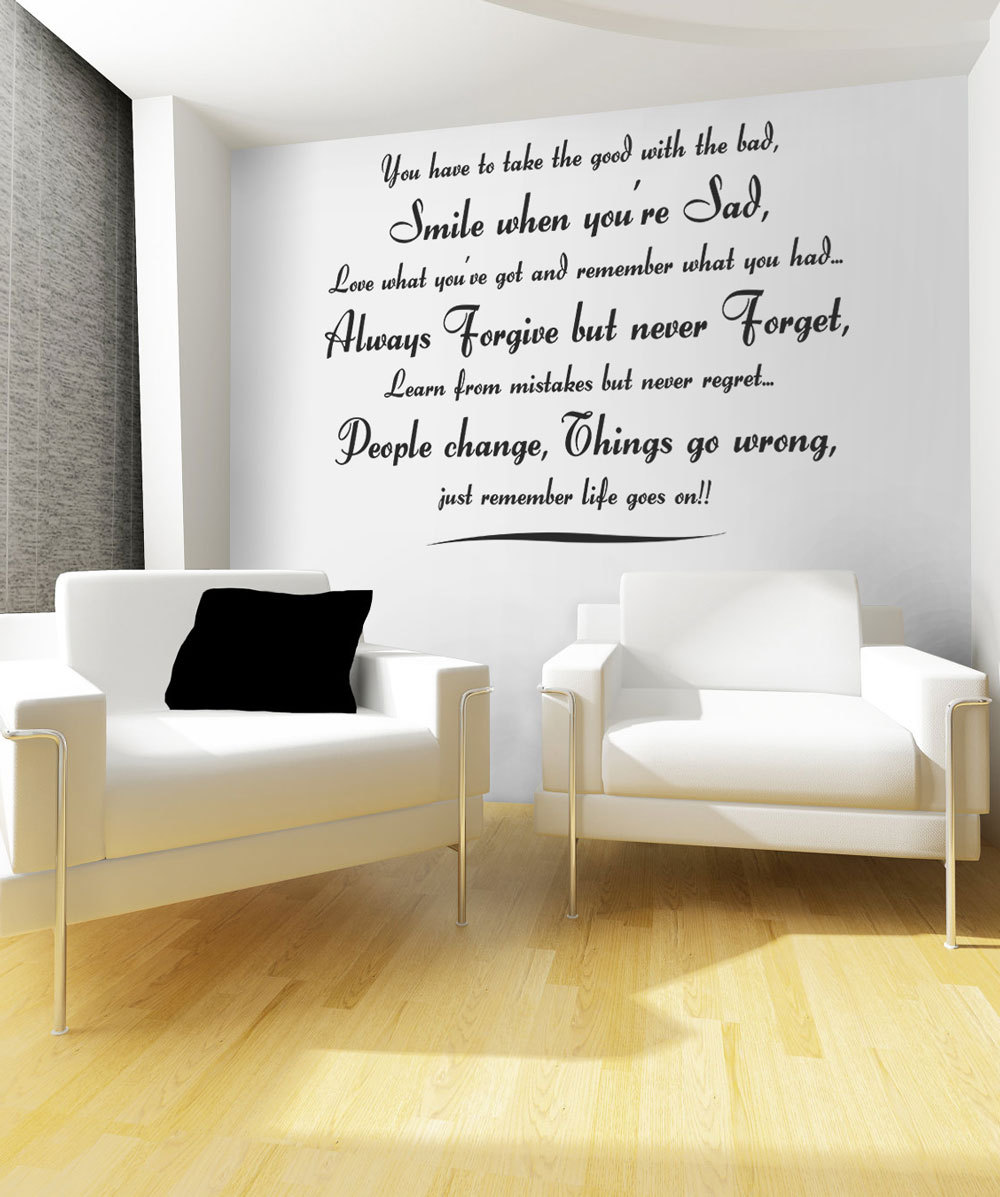 Life Goes on Quote Large Vinyl Art Wall Stickers Wall decals home decoration