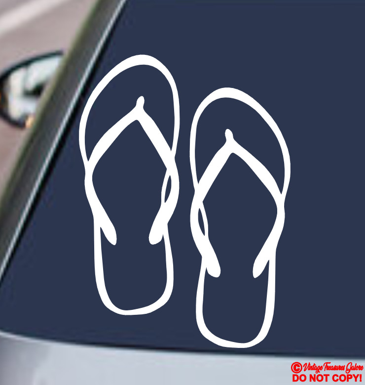 FLIP FLOPS Vinyl Decal Sticker Car Rear Window Wall Bumper Tropical Beach Summer