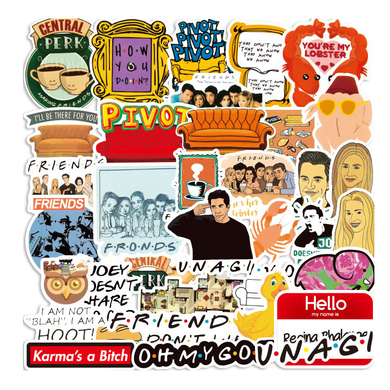 100Pcs Friends Cartoon Sticker for Adults Teens Girls Scrapbooking Water Bottles