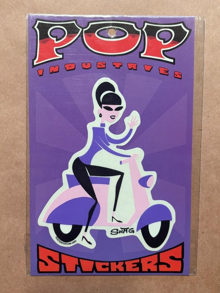 Pop Industries Sticker-SHAGG Mod Scooter Girl-new 2002 posterpop retro pinup