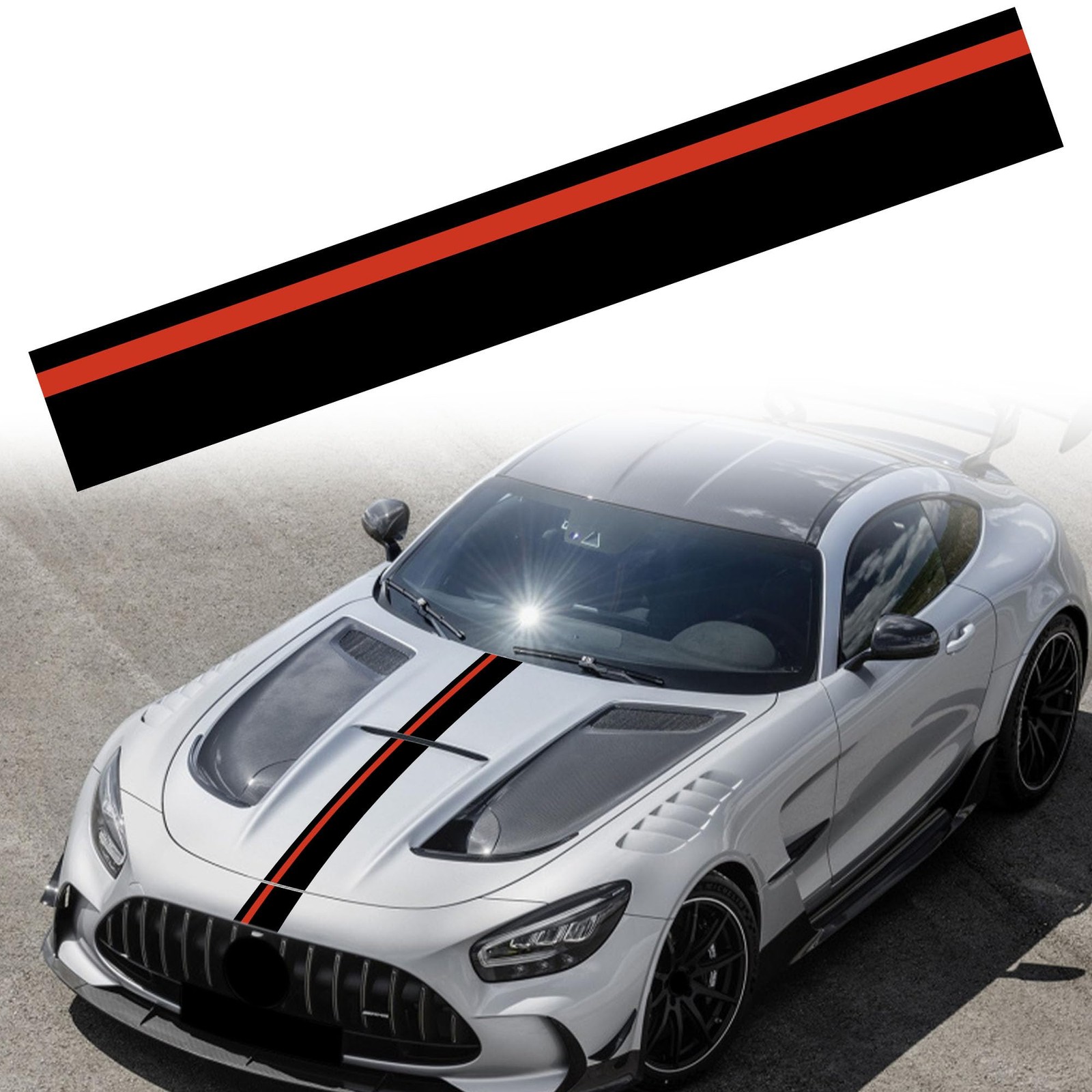 55"x7" Car Hood Sticker Auto Racing Body Side Skirt Roof Hood Bumper Stripe…