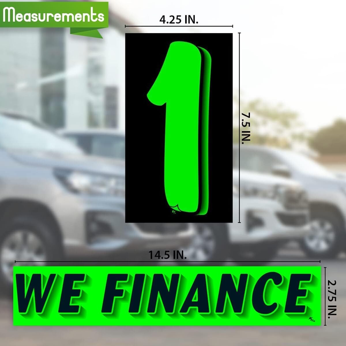 Vinyl Number and We Finance Slogans Decals Car Lot Windshield Pricing Stickers