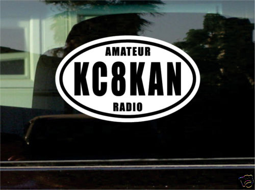 Ham Amateur Radio Oval Call Sign Vinyl Sticker Decal