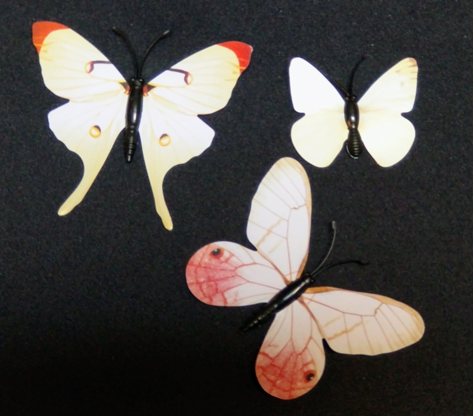 NEW , 12 Paper & Plastic Butterfly Pin set . Each Different, has sticky tabs.